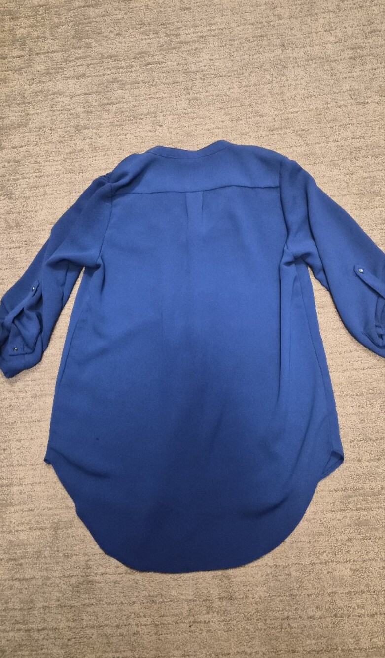 mandee Split V-Neck 3/4 Sleeve Blouse in Royal Blue - Picture 3 of 5